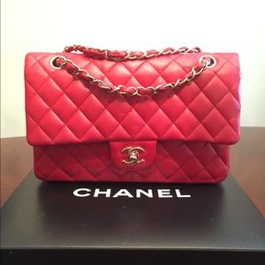 Authentic Red Chanel lambskin bag